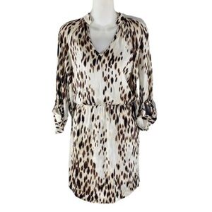 Cache off white animal print blouson shirt dress BB1